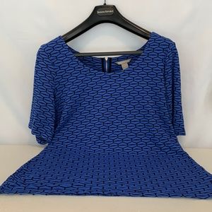 Banana Republic  Blue/ Black Print Blouse Size L